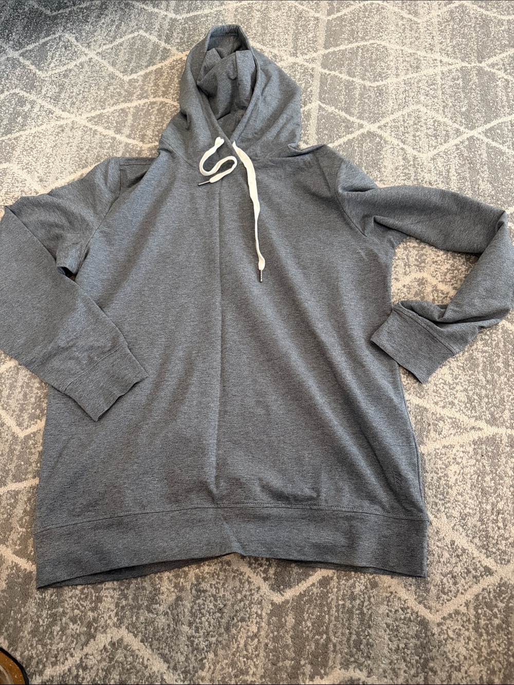 ZYIA Men's Gray Crewneck Hoodie with White Drawstring